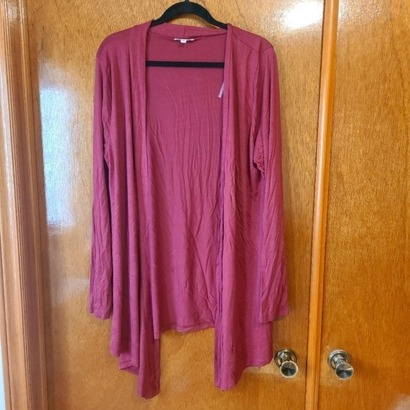 *3 for $30* ZENANA Waterfall Drape Cardigan - Fired Brick - Rust - Picture 2 of 3